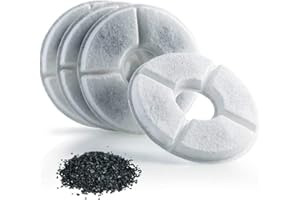 PETYOUNG 4 PCS Replacement Filters Compatible with Pet Flower Fountain for Dogs and Cats 1.6L, Activated Carbon Filters Keeping Water Clear and Tasty (4 PCS)