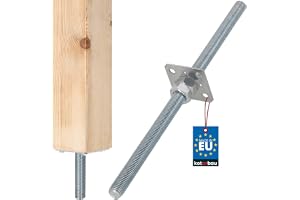 KOTARBAU® Justerbar Stolpfot 80 x 80 mm, Ställbar Stolpsko M24 x 500 mm