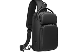 GYAKEOG Zaino Monospalla Uomo Marsupio Tracolla Impermeabile Borsello con Porta di Ricarica USB per Scuola Outdoor Trekking Ciclismo Viaggio-Nero