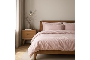 VEL VET HOME VelvetHome Deluxe Set Copripiumino Singolo 155x220 e Federa 80x80 100% cotone traspirante certificata Oeko-Tex Biancheria da letto 155x220cm di alta qualità con chiusura lampo 2 pezzi Rosa cipria