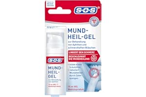 ‎SOS SOS Mund-Heil-Gel (1x 15 ml) - zur Linderung von Schmerzen durch Aphten auf Zunge, Mundschleimhaut & Lippen - auch bei kleineren Wunden durch Zahnspangen - beschleunigt den Heilungsprozess