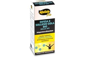 Mielizia BIO - Difesa e Sollievo Gola Integratore 100% Biologico e Naturale con Miele e Propoli Italiani - 10 Bustine x 10g