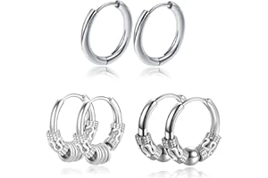 SCJJZ creolen,ohrringe herren,herren ohrringe,ohrringe männer,ohrstecker,piercing ohr,ohrringe damen,Persönlichkeit Ohrstecker Vintage Creolen, Runde Ohrringe (3 Paar Silber)