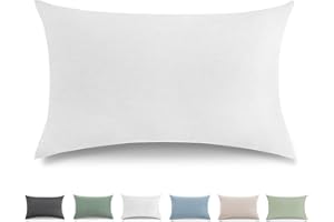 TOCOMOA Federe Cuscino Letto 40x60 cm Set Da 2, Copricuscino Letto Cotone Lavato Al 100%, Aspetto Lino E Federa Traspirante Bianco Con Cerniera