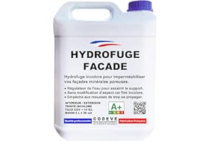 CODÈVE BOIS Hydrofuge Facade - Codeve Bois - 5 L - Intérieur/extérieur - Imperméabilisant Pour Façade, Mur, Enduit, Crépi Ou Pierre.