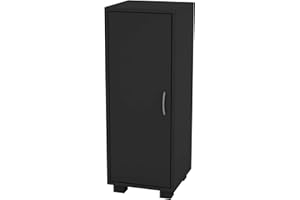 URBNLIVING 1 Door Wooden Hallway Side Cabinet Living Room 2 Shelves Storage Furniture Unit (Black)