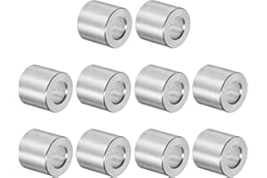 sourcing map 10 Stück Distanzhülse, 5x10x10mm (IDxODxL) Aluminium Abstandshalter, Runde Unterlegscheiben für M5 Schrauben, Bolzen und Stangen