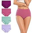 wirarpa Women's Cotton Underwear High Waist Full Coverage Brief Panty Multipack