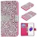 Produktbild SMART LEGEND iPhone 7(4.7") Ledertasche Diamant Bling Shining Crystal Schutzhülle Glitzer Kristall Lederhülle Wallet Rundum Schutz Gehäuse Housing im Bookstyle Cover Schale mit Ständer Standfunktion Etui Karten Slot und Magnetverschluss Case Rosa