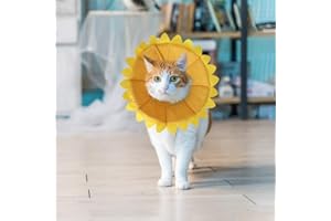 SLSON Collerettes pour Chiens Chat Anti-Morsure Protection Ajustable Collier de Récupération Comfy Cone pour Chiens et Chat avec Adorable Motif de Tournesol Jaune(M)