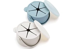 Orzbow Silikonowe pudełko na przekąski dla niemowląt, szczelne, z pokrywką i uchwytem, pyłoszczelne, nie zawiera BPA, nadaje się do mycia w zmywarce, łatwe przenoszenie i trzymanie, niebieskie i