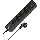 Brennenstuhl Ecolor 4-Way Power Strip with 3 USB Charging Outlets (Power Strip with 2 x USB C PD 20W and 1 x USB A, Switch an