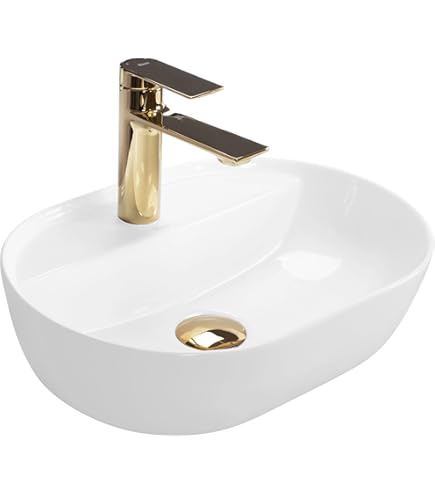 VBChome Wastafel ovaal 54cm x 41cm wit wastafel inbouw wastafel badkamer badkamer gastenbadkamer