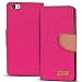Produktbild Huawei P8 Lite Hülle, Conie Mobile Textil Booksytle Handyhülle, Klapptasche, Kartenfächer, Silikon Schale, Wallet Schutzhülle in Pink