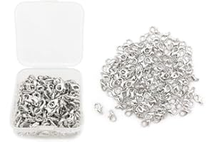 JINXIAN JINXM 130 Pz Aragosta Catenacci 12mm Metallo Moschettone Artiglio Catenacci Fai da Te Connettori Terminali Accessori di Collana Braccialetto Portachiavi (Colore Argento)