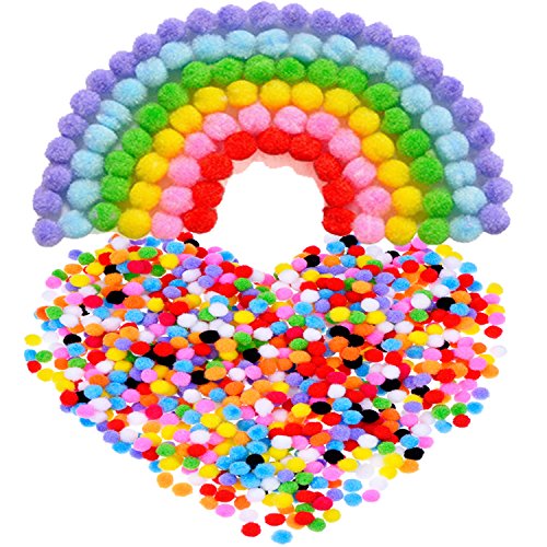 Outus Pompons für Handwerkmachen und Hobbybedarf, 8 mm, 1000 Stück, Mehrfarbig