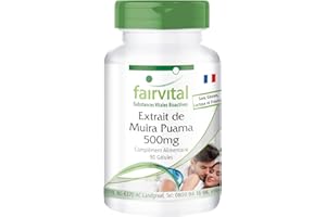 Fairvital | Extrait de Muira Puama 500mg - concentré 10x - VEGAN - Fortement dosé - 90 Capsules
