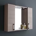 Specchio Contenitore Bagno KIAMAMI Valentina 77cm, Con Faretti LED E Mensola - Rovere Fumo