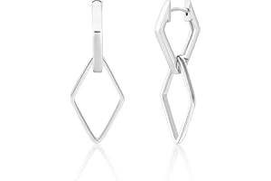 ALEXCRAFT Boucles d'oreilles Femme Pendante Creole Double Argent 925 Plaque 14K Or