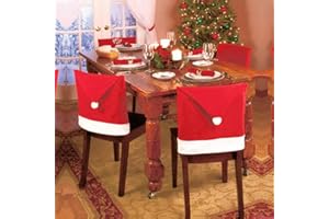 Flyglobal Housse de Chaise Noël, Lot de 6 Couverture de Chaise Bonnet de Chaise Noël Christmas Chair Cover pour Décoration de Dîner Party