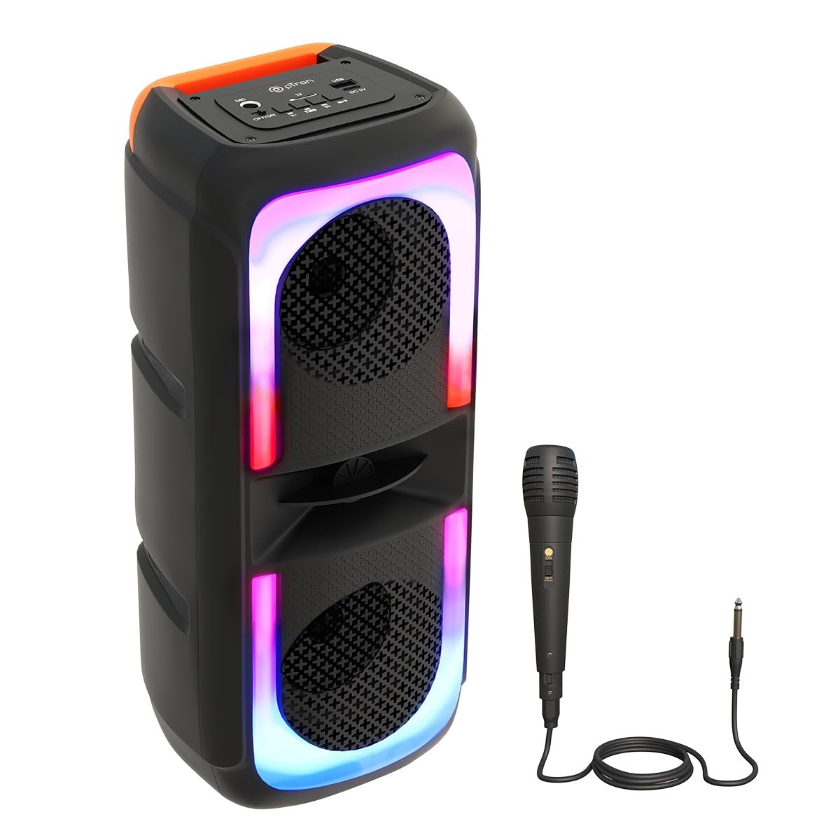 pTron Fusion Beats 40W Karaoke Bluetooth Party Speaker Review: Loud Stereo Sound, RGB Lights, 3 mtr Mic, BT/USB/SD Card Playback & Type C Charging (Black)