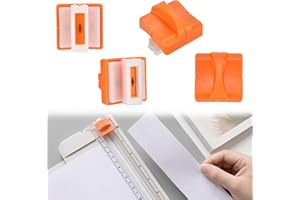 BOTUK 4PCS Durable Paper Cutter Replacement Blades Prevent Potential Danger Invisible Paper Trimmer with Security Safeguard Design Ensure Daily Safe use for A4 Paper Photo Cards Gift Cards (Orange)