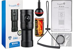 TrustFire DF35 Scuba Diving Torch, 2350 Lumens Super Bright Led Diving Light, 70M Underwater Dive Torches Waterproof, 150 Degree Dive Fill Light, with Purple/red/White Light(Without Charger)