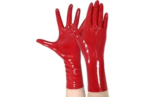 KANGXINSHENG Rot Latex Handschuhe für Damen und Herren,Naturkautschuk Handschuhe Cosplay Kostüm Party Clubwear