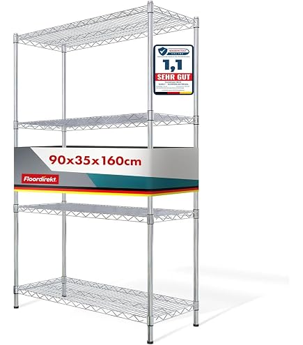 KARAT Étagère sur roulettes en métal avec 5 étagères, chariot de rangement pour cuisine, salle de bain, cave, espace de rangement jusqu'à 120 kg, chariot de cuisine sur roulettes chromé, 89 x