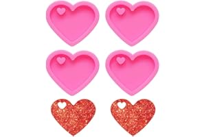 Nifocc Molde de silicona con forma de corazón con forma de corazón y corazón, para hacer manualidades, 4 unidades