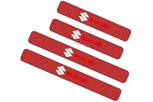 BICUP 4 Pezzi Fibra di Carbonio Battitacco per Auto Sticker, per Suzuki Swift SX4 Jimny, Battitacco Stickers AntiGraffio Pellicola Protettiva, Auto Styling Accessori