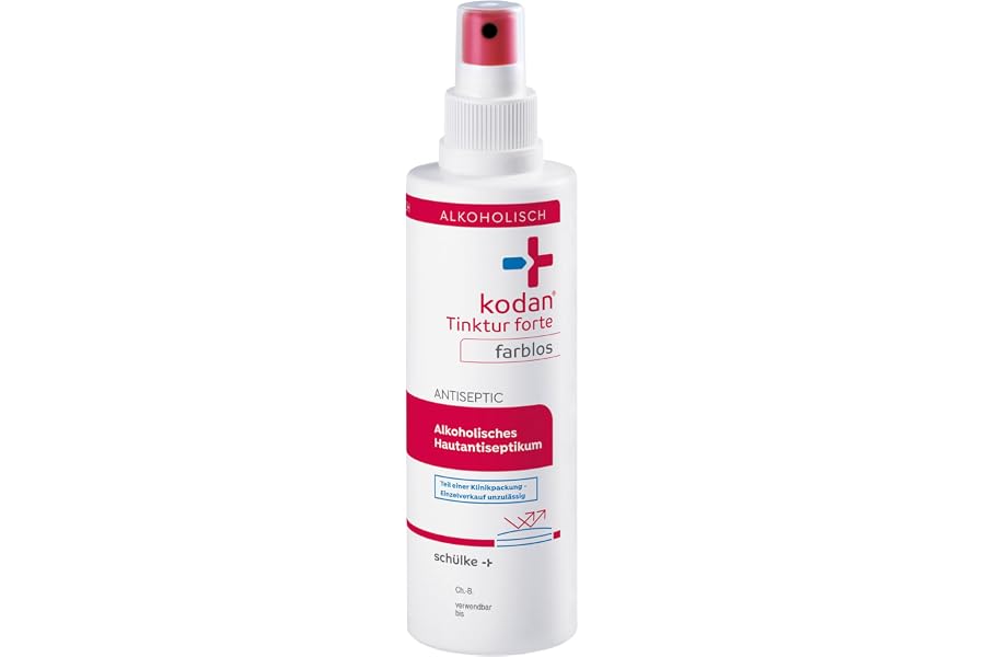 kodan® Tinktur forte - farblos 250 ml - Hautdesinfektion Spray mit 24h Langzeitwirkung - farbloses Hautantiseptikum vor Injektionen, Blutentnahmen & operativen Eingriffen.