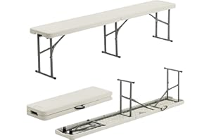 Harbour Housewares Folding Garden Benches - 6ft (180cm) - Pack of 2 - Heavy Duty Folding Utility Bench Easy Store Indoor Outdoor Patio Seating for Outdoor Events, Camping Picnic, Arts and Crafts