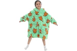 Alsehser Pull Plaid Adultes Enfants, Sweat à Capuche Chaude, Poncho Polaire Oversize Pilou Pilou, Capuchon Sherpa Peluche à Manches TV