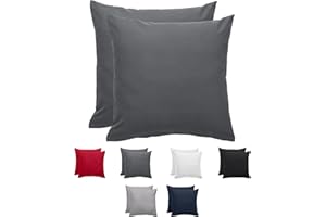 ‎KOMFORTEC Komfortec Kissenbezug 2er Set - 100% Mikrofaser, Weich & Atmungsaktiv, mit Reißverschluss - Kopfkissenbezug - Waschbar & Pflegeleicht - Anthrazit - 40 x 40 cm