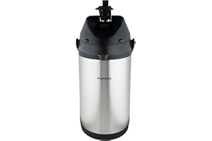 Pioneer Flasks Airpot in acciaio inox, per acqua calda e fredda, per tè, caffè, conferenze, eventi, 5 litri, SS50HC, argento