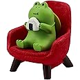 Refintural Miniature Frog Figurines Statue - Cute Frog Sculpture for Outdoor Fairy Garden and Desk Decorations - Adorable Frog Figurine Statue Decor for Plant Shelf Desk Office Bedroom(Red Sofa)
