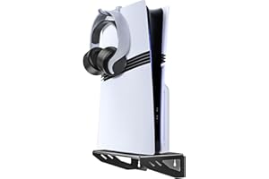 ZRZLMVP PS5/PS5 Pro/Slim Wall Mount Kit - Steel Wall Mount for PlayStation 5 Standard/Slim/Pro Console, Space-Saving Design with Headset Holder, Enhanced Cooling - Fits PlayStation 5 Disc & Digital Edition