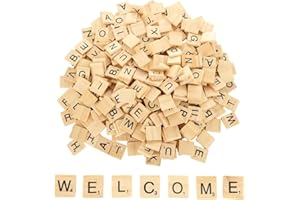 OUDQFCJ 52 Pièces Lettres Bois Scrabble A-Z, Tuiles Mobiles Étude Orthographe, Cadeau - 20x18x4mm