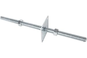 ADGO Podstawa Słupa Kotwa Regulowana Pręt Gwintowany 160 x 500 mm M24, do Betonu Zabetonowania z Regulacją, Blacha Metalowa Srebrna, 1 sztuka