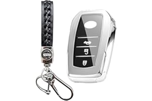 MEDZUK 【5 Couleurs】 Compatible avec Toyota Yaris 4 | Yaris Hybrid | GR Yaris | Yaris Cross 2020-2023 2024 Coque de clé de Voiture avec Porte Clés Accessoire Protection (Argent)