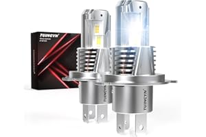 TUINCYN H4 LED Headlight Bulbs, 120W 24,000LM 600% Brightness 6000K White Wireless 9003 HB2 High Low Dual Beam Conversion Kit, Mini Size Plug and Play Halogen Replacement, IP65 Waterproof, Pack of 2
