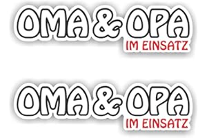 folien-zentrum 2X Oma und Opa im Einsatz Aufkleber Shocker Hand Auto JDM Tuning Dub Decal Stickerbomb Bombing Sticker Illest Dapper Fun Oldschool