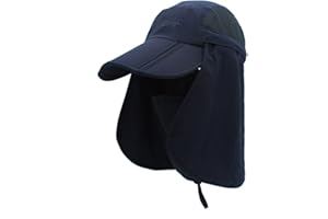 Outfly 360° UV-Sonnenschutz mit UPF 50+ Nacken- und Gesichtsklappe, Sonnenschutzhüte für Männer und Frauen, breite Krempe, faltbar, verstaubar für Angeln, Klettern, Wandern