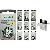 YesMed Extra Power 10 Numara İşitme Cihazı Pili (10 Paket x 6 Adet = 60 Adet Pil) + HEDİYE İşitme Cihazı Filtresi Gri Paket