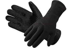 JIAHG Men Women Neoprene Wetsuit Gloves 3mm Surfing Scuba Diving Gloves Anti-Scratch Wetsuit Snorkeling Gloves High-Stretch Kayaking Gloves Anti Slip Paddles Swimming Warm Waterproof Gloves Aquatic Gloves