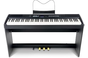 McGrey SP-100 Compact Piano Set (portables E-Piano mit 88 Tasten, Hammermechanik, Kopfhöreranschluss, Aufnahmefunktion & passendem Unterbau mit 3 Pedalen) schwarz