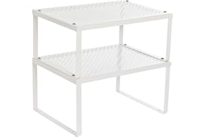 ‎SONGMICS SONGMICS Półka na przyprawy, zestaw 2 szt., półka kuchenna, organizer kuchenny, kuchnia, uchwyt na przyprawy, rozszerzalny, składany, mała półka, metal, biały KCS01WT