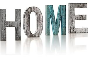 Comfify “HOME” Decorative Wooden Letters – Large Wood Letters For Wall Décor in Rustic Blue, White and Grey – Rustic Home Decoration for Living Room - Rustic Home Décor Accents – Farmhouse Decor