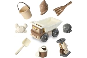 Ubaby - Juguetes Playa Bebé - Juguetes Piscina Bolas - Set Cubo Playa con Palas y Moldes, Juguete de Arena 9 Piezas - Juego de Playa para niños - Bolsa Transporte incluida